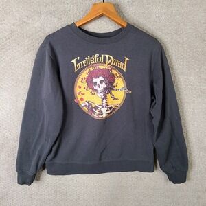 Grateful Dead Black Sweatshirt with Skull and Roses Design